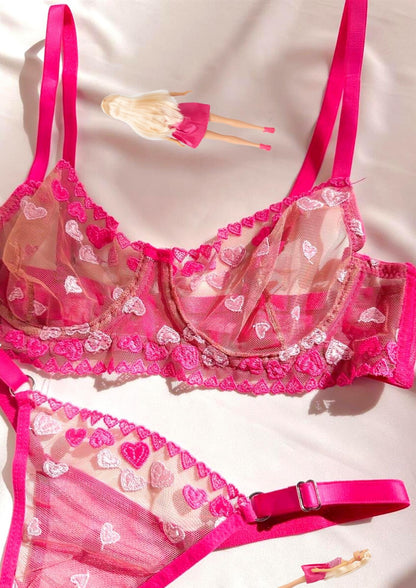 Pink Hearts Affair  | Underwired Lingerie Set
